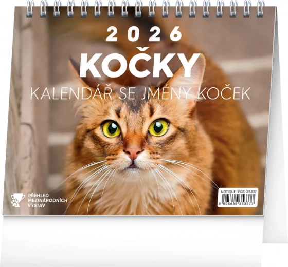 Asztali naptár Macskák 2026 nevekkel