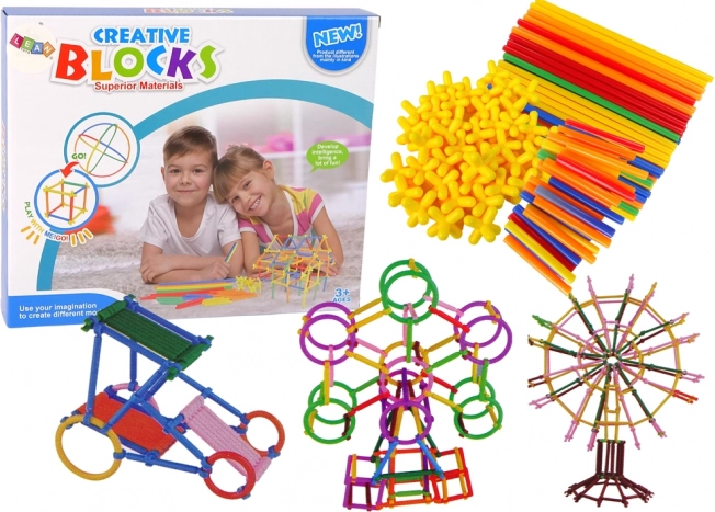 Pálcikák és szívószálak építőkészlet