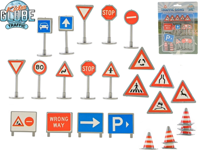 Kids Globe Traffic mini közlekedési táblák – 25 db-os készlet
