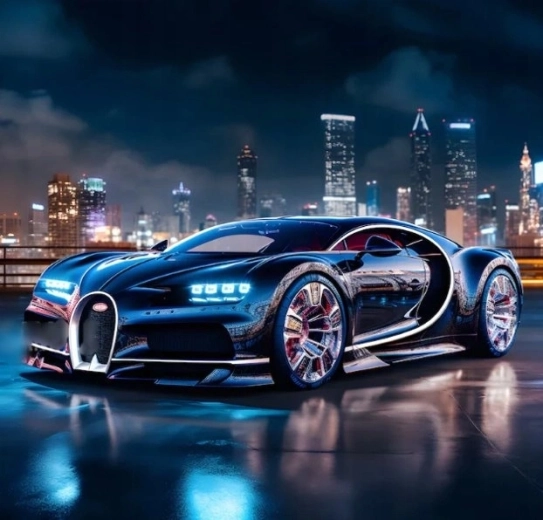 Norimpex gyémántkirakó fekete Bugatti Chiron 30 × 40 cm