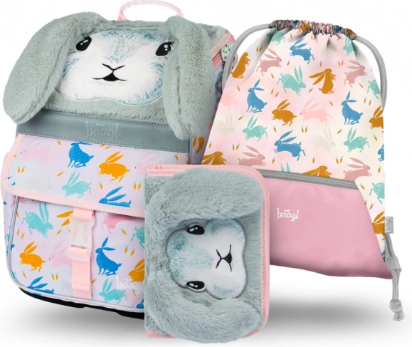 Iskolai szett BAAGL Zippy Bunny – iskolatáska, tolltartó és tornazsák