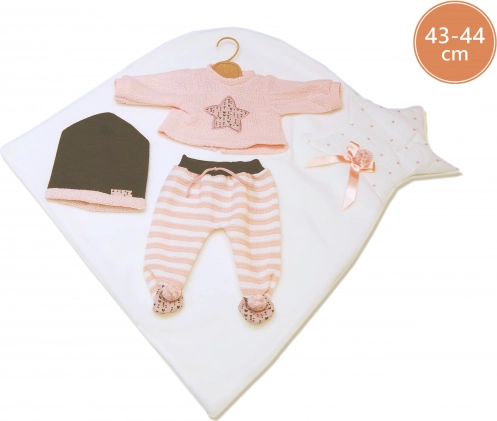 Llorens ruhaszett újszülött babáknak 43–44 cm, 3 részes készlet takaróval