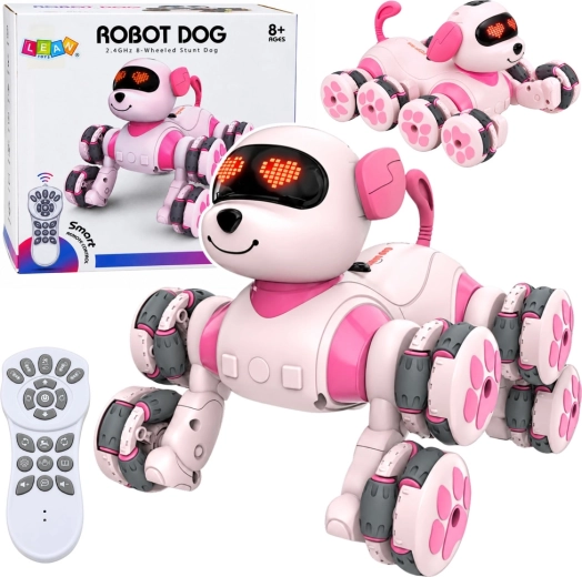 Rózsaszín, távirányítós robotkutya 8 kerékkel