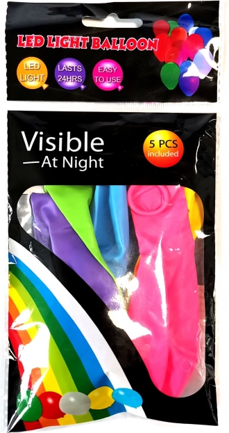 LED világító lufik 5 db színmix 30 cm