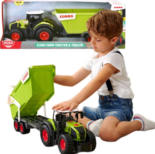 Interaktív Claas traktor pótkocsival Dickie, fénnyel és hanggal
