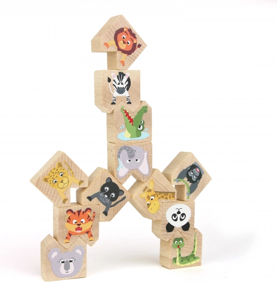 Fa egyensúlyozó játék vadállatokkal