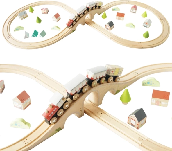 Le Toy Van fa vasút híddal és kisvárossal (40 db)