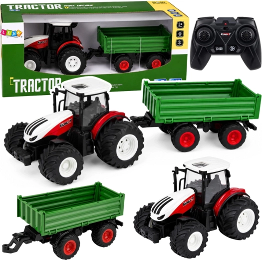Távirányítós traktor billenős pótkocsival 1:24, fényekkel és hangokkal