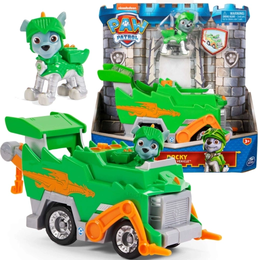 Paw Patrol lovagi mentőjármű Rocky figurával