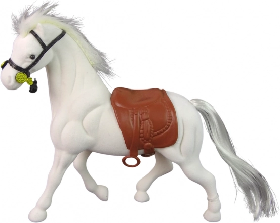 Fehér ló figura barna nyereggel – farm