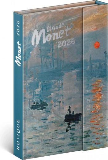 Claude Monet 2026 hetinaptár mágneses záródással, 11 x 16 cm