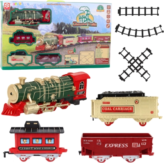 Elektromos CLASSICAL TRAIN vonatszett fényekkel, hangokkal és gőzzel, 24 darab