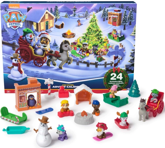 PAW PATROL adventi naptár – 24 meglepetés, állatfigurák és téli kiegészítők