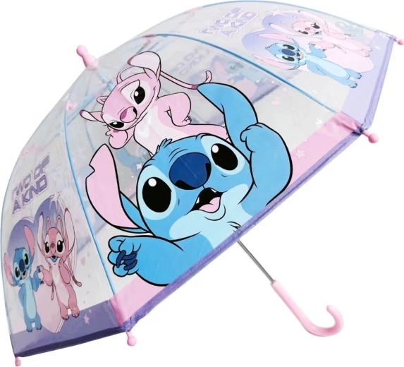 Átlátszó gyermek esernyő Lilo & Stitch Stitch és Angel mintával, rózsaszín