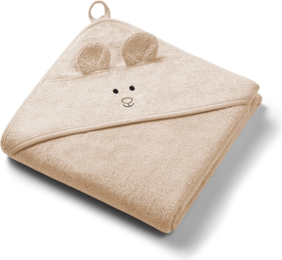 Babyono bambusz kapucnis törölköző szuper puha, sötét bézs, 100 × 100 cm