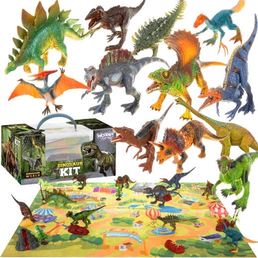 Nagy dinoszaurusz készlet XXL játékszőnyeggel – Őskori világ WOOPIE