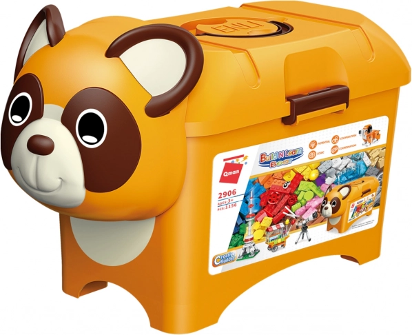 Qman Építőkocka Doboz Mackó