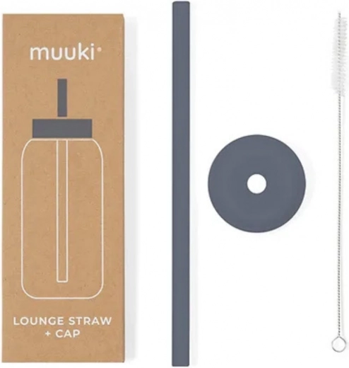 Muuki Lounge szívószál fedéllel füstszürke színben
