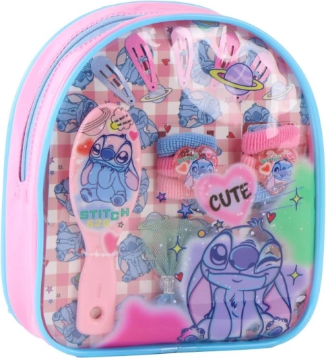 Gyerek STITCH hajdísz szett átlátszó hátizsákban