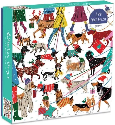 Galison puzzle téli kutyák 500 darabos