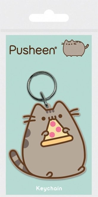 Pusheen pizzával gumis kulcstartó