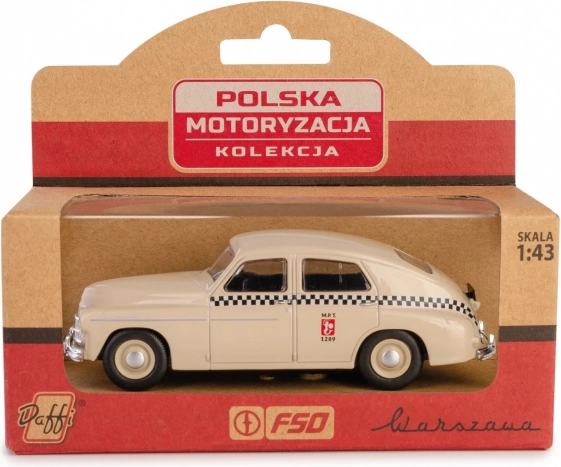 Történelmi jármű PRL Warszawa M20 taxi homokmodell