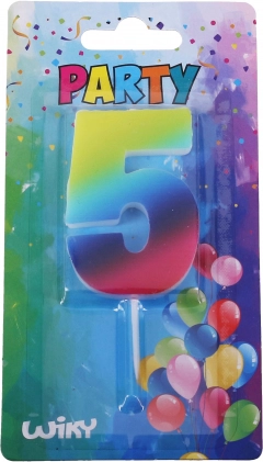 Szivárványos 5-ös számú parti gyertya