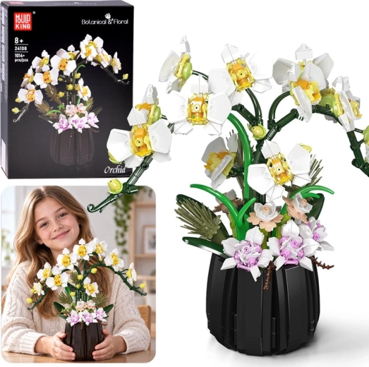 Orchidea cserépben építőkészlet Mould King (1014+ alkatrész)