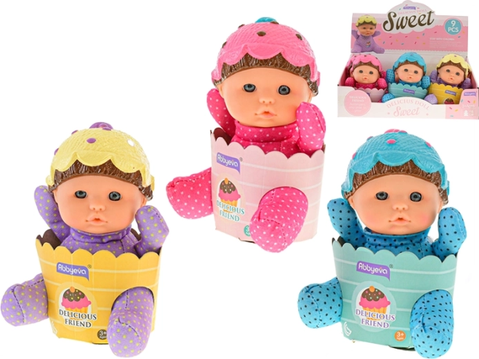 Baba kosárkában, puha teste van, 15 cm, 3 szín