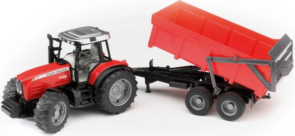 Bruder traktor MASSEY FERGUSON billenős pótkocsival, piros
