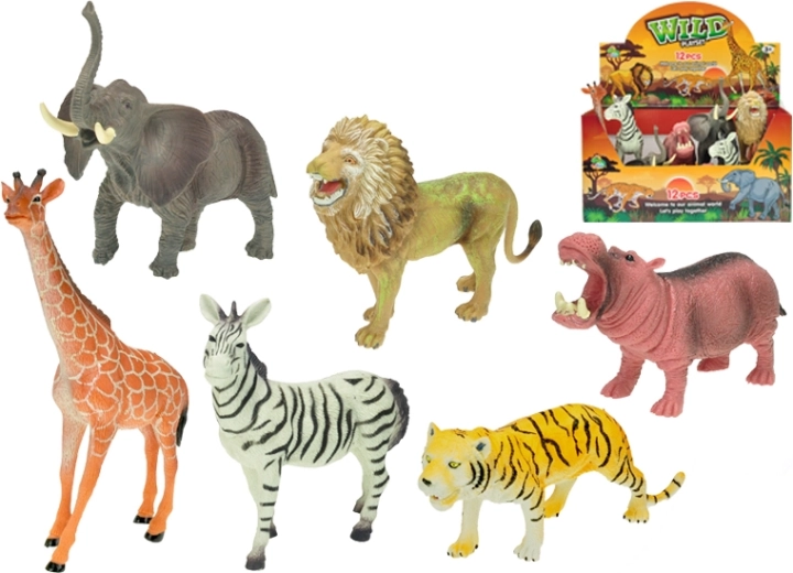 Szafari állatok 15–20 cm, 12 darabos készlet