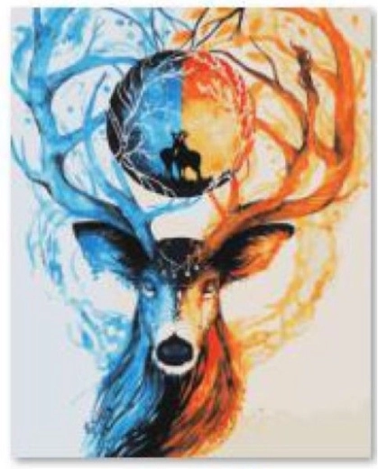 Gyémántfestés (diamond painting) szarvas 30 × 40 cm - 1 db