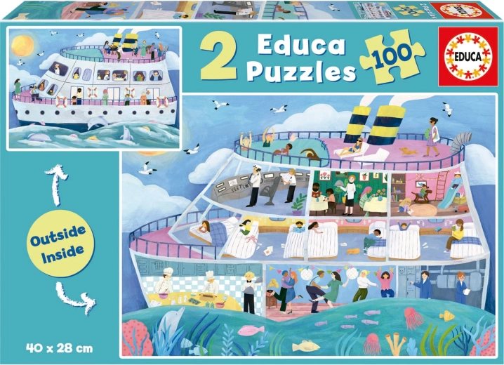 Educa puzzle Outside, Inside – kirándulóhajó 2×100 darab