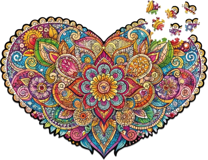Mandala motívumos, részletgazdag szív