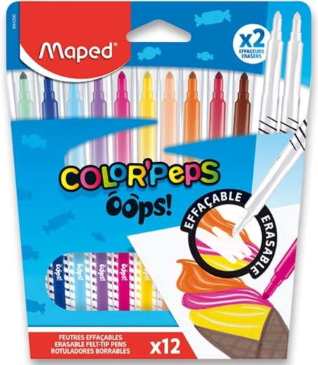 MAPED Color’Peps Oops filctoll készlet, 12 szín + 2 radírfilc