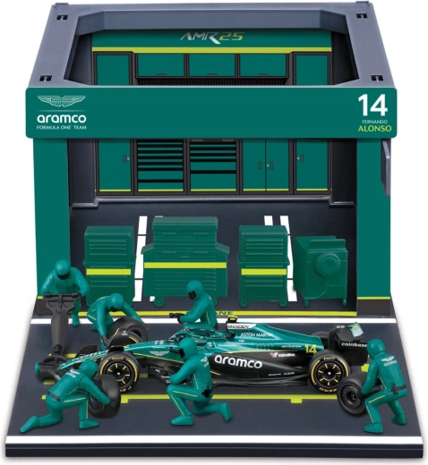 Bburago Formula Racing F1 Pit Pass készlet Aston Martin AMR25 2025 Fernando Alonso 1:43