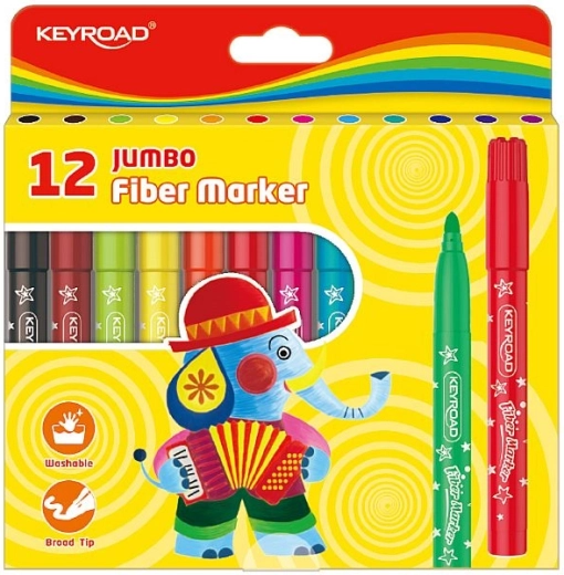 Mosható KEYROAD Jumbo filctollak, 12 szín