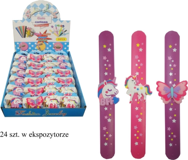 Önmagát bepattanó karkötő egyszarvúval vagy pillangóval