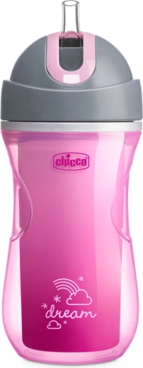 Chicco termos bögrécske szívószállal 266 ml rózsaszín (14 hó+)