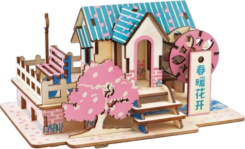 Woodcraft fa 3D puzzle Tavaszi ház