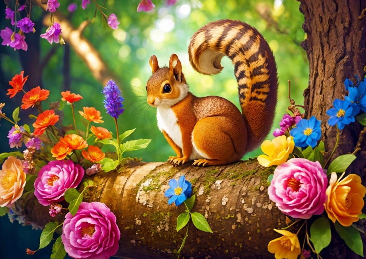 Enjoy puzzle Virágzó mókus 1000 darabos