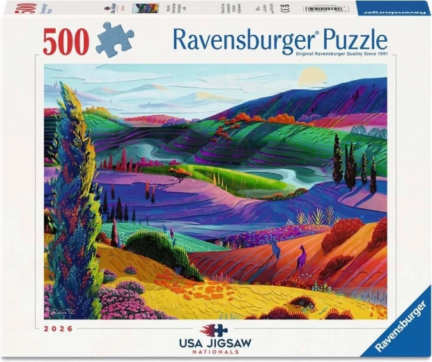 Ravensburger puzzle USA Jigsaw Nationals 2026 – Hullámzó dombok (500 darabos)