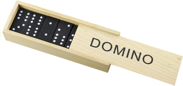 Dominó játék fa dobozban, 28 darab
