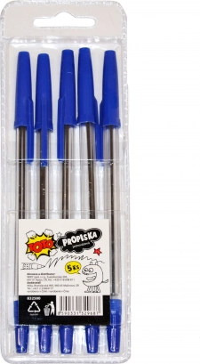 5 darabos eldobható tollkészlet – kék tinta