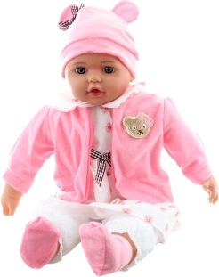 Baba kislány virágos ruhácskában 50 cm