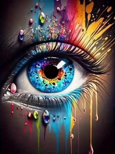 gyémántfestés színes szem 30 × 40 cm