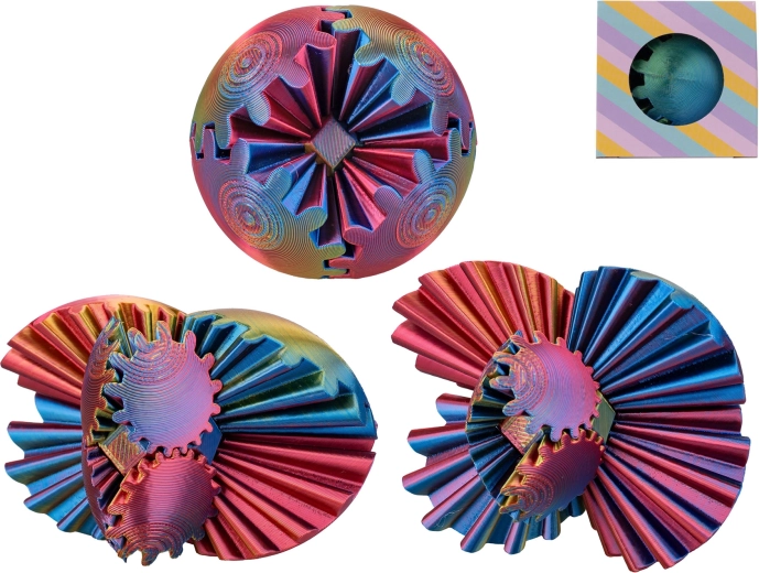 Antistressz, 3D nyomtatással készült, 3 az 1-ben átalakuló fejtörő, 6 cm – 1 darab