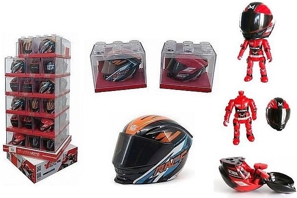 Összeállítható motoros figura sisakban