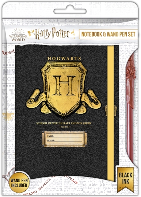 Harry Potter – jegyzetfüzet Roxfort címerrel A5 és pálca alakú toll