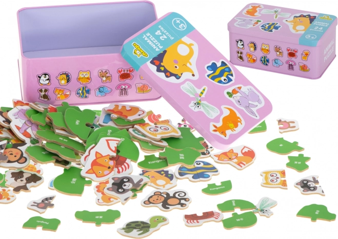 Fa oktató állatpuzzle dobozban